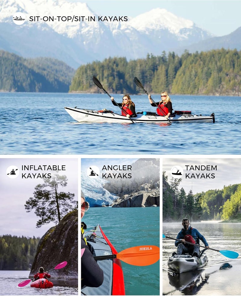 HIKULA Adjustable Carbon Fiber Shaft Kayak Paddle, Kayaking Oars with Reinforced Nylon Blade for Adults, 4 Piece, 86in/220cm to 90in/230cm - Image 5